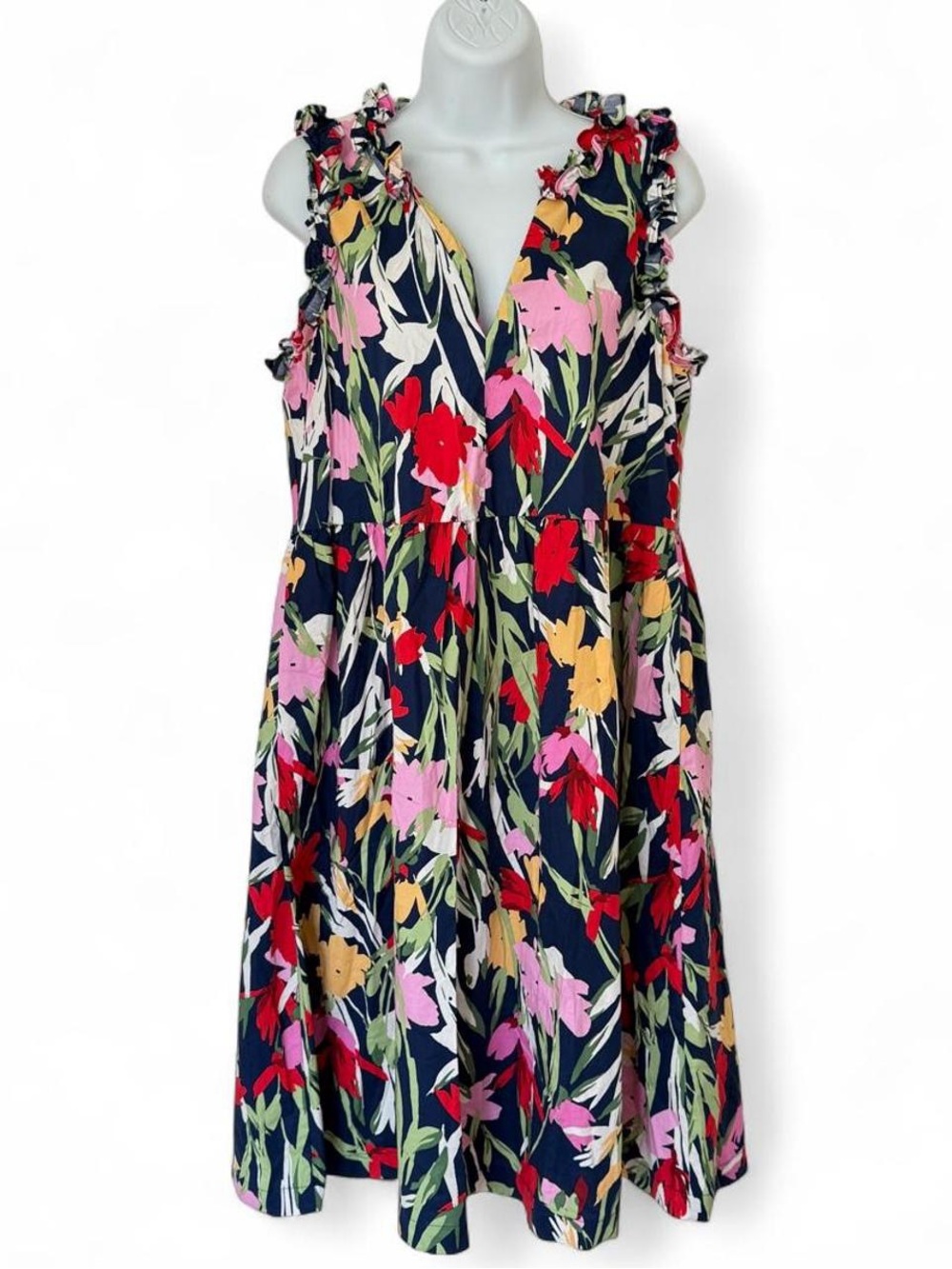 Maggy London Floral Ruffle Midi Dress Size 8